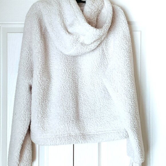 Tommy Hilfiger Sherpa Hoodie Teddy Bear Fleece Pullover w/ Sleeve Logo – Size M - Picture 6 of 9